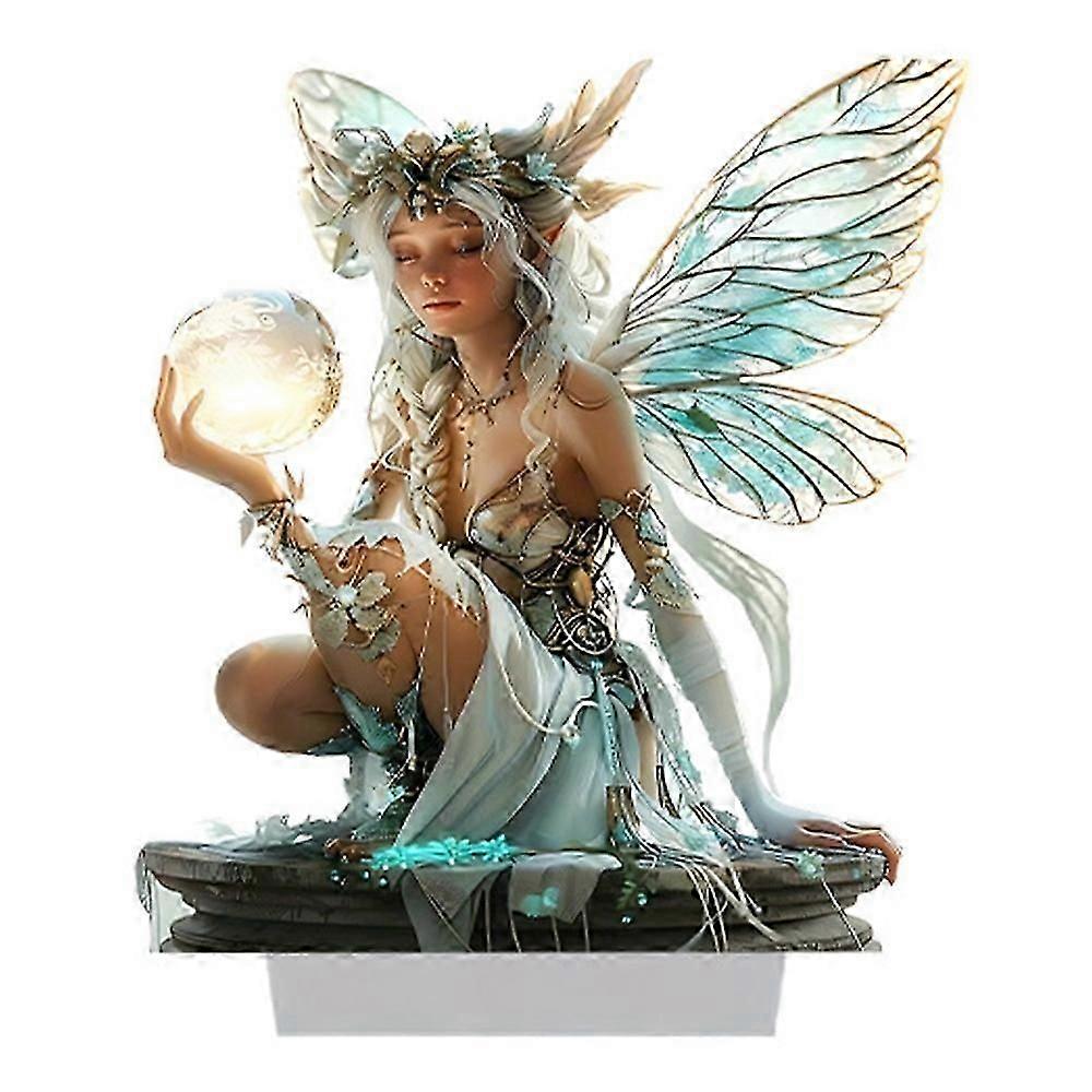 Moon Fairy Desktop Decor with Base Acrylic Ornament for Home Office