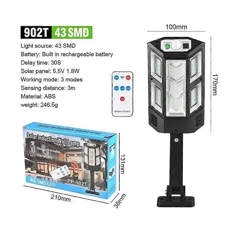 1/2/4PCS 108 COB Sensor Street 3 Light Modes Outdoor Waterproof Security Solar Lamps for Garden Patio Path Remote Control Light