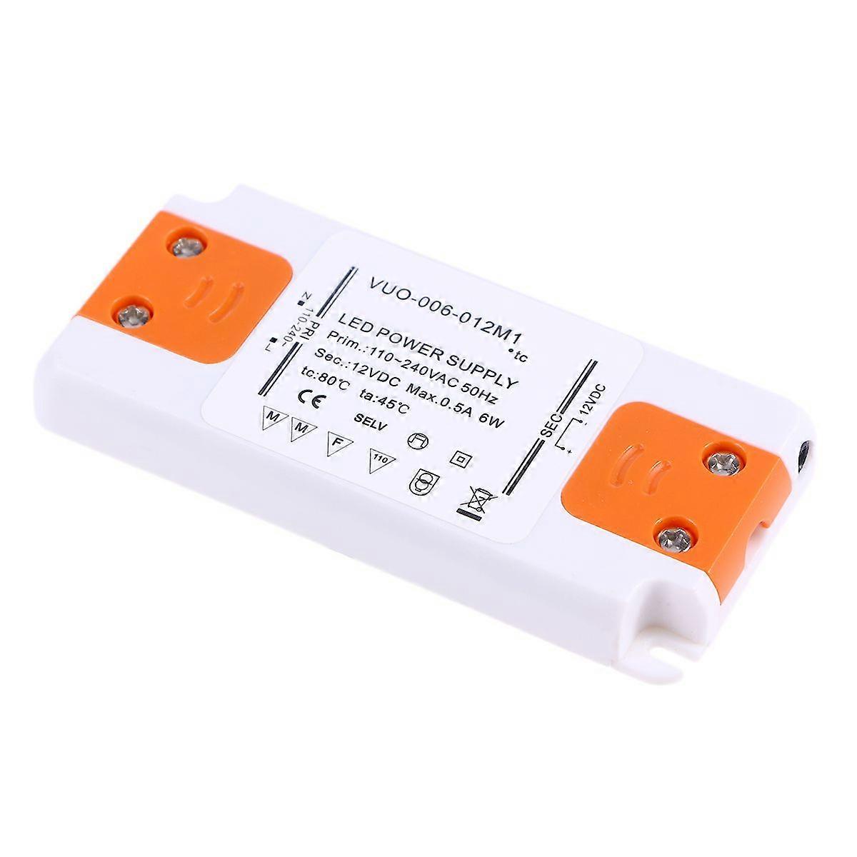 12V 6W LED Driver Converter Ultra-slim 0.5A Driver for LED Bulb Light (White)