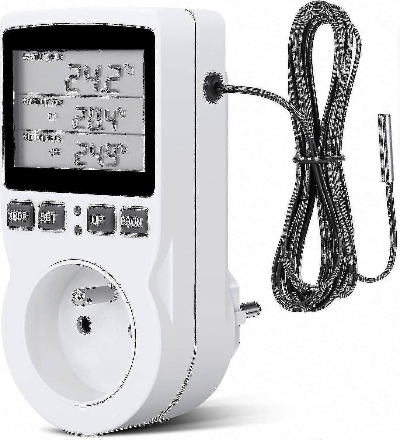 Digital Temperature Controller, Heating Cooling Thermostat Socket LCD 230V for Greenhouse Farm Temperature Control