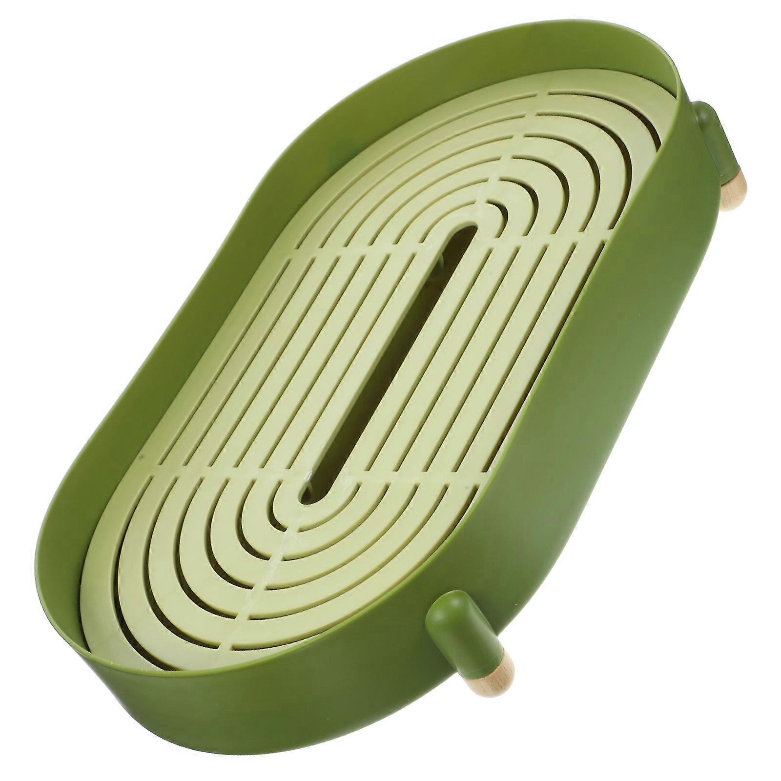 Green Double Layer Drain Tray Vegetable Tray for Home Use Desktop Storage