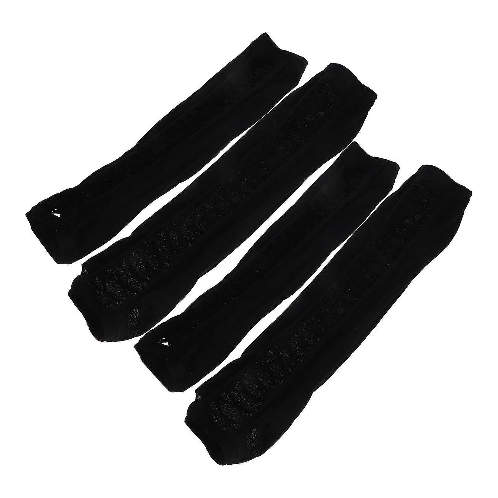Black Mesh Gloves for Women Elbow Length Fingerless Style 8Pairs Set