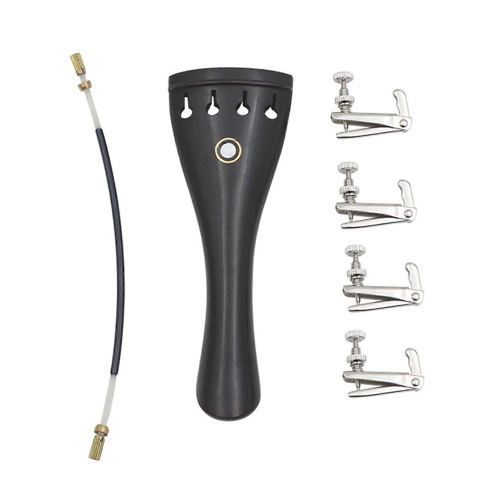 3 in 1 Ebony Tailpiece with Rope Fine Tuners Kits Set for 4/3 4/4 Violin Replacement Part