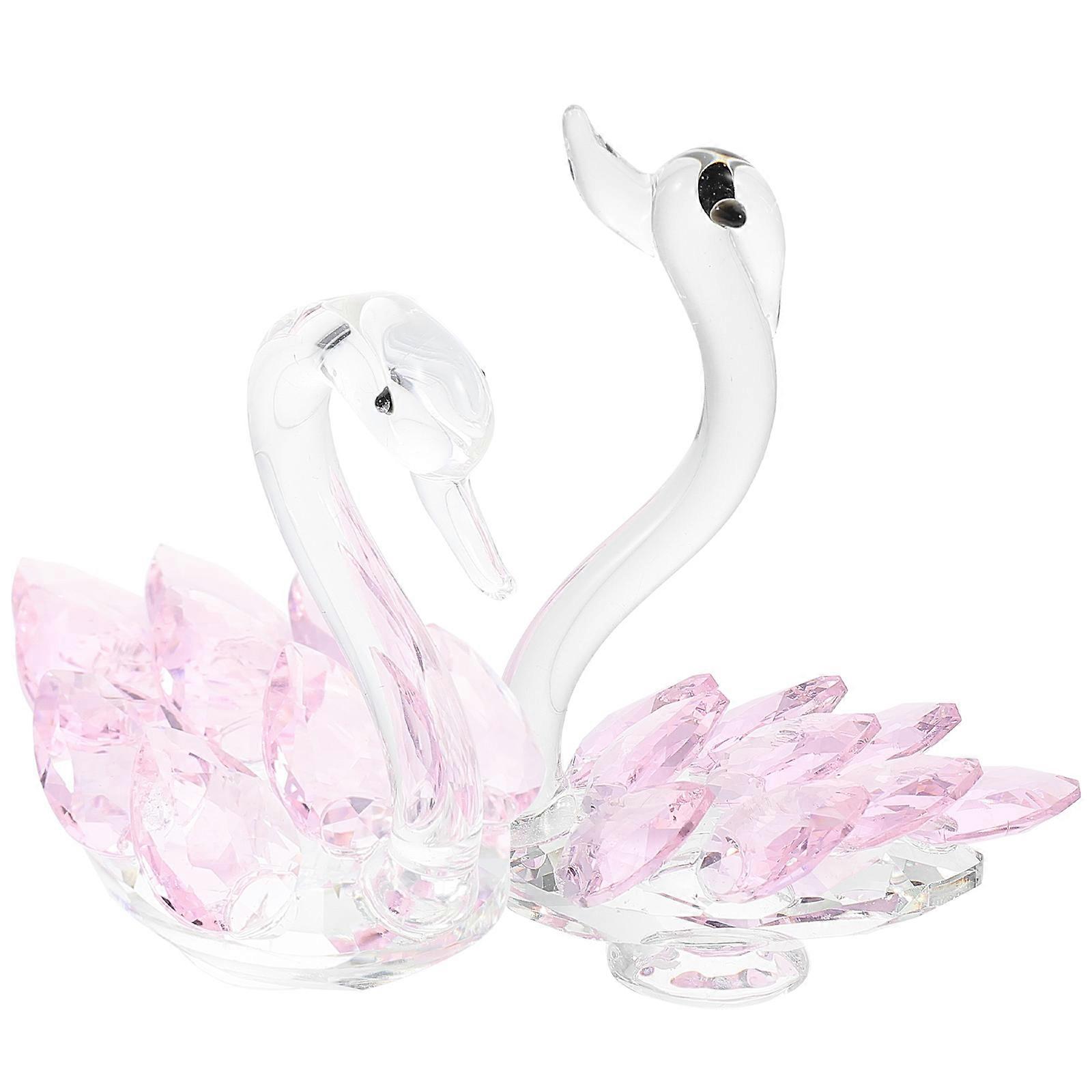 Swan Statue Decor Crystal Swan Figurine for Decoration 4Pcs Set