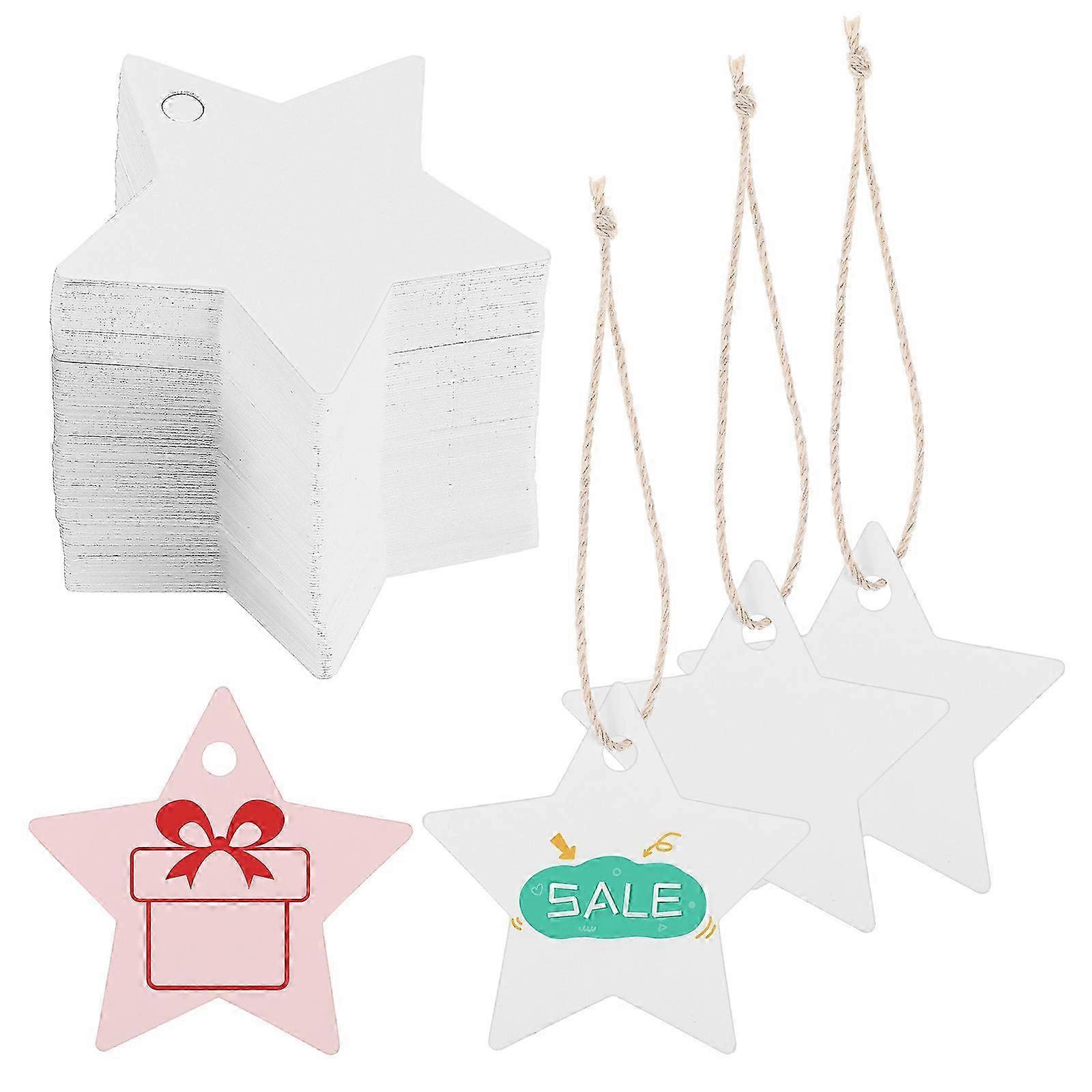 200pcs Star Shaped Paper Tags with Holes for Labeling, Blank Hanging Tags for Clothing & Crafts, Sturdy Reusable Design