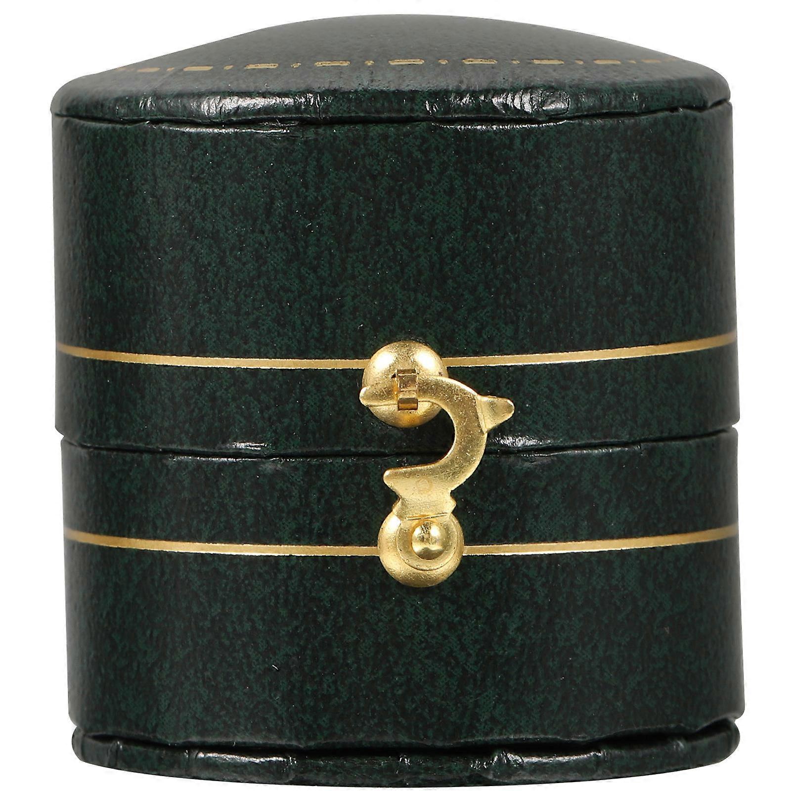 Green Ring Box for Travel Portable Ring Storage Case