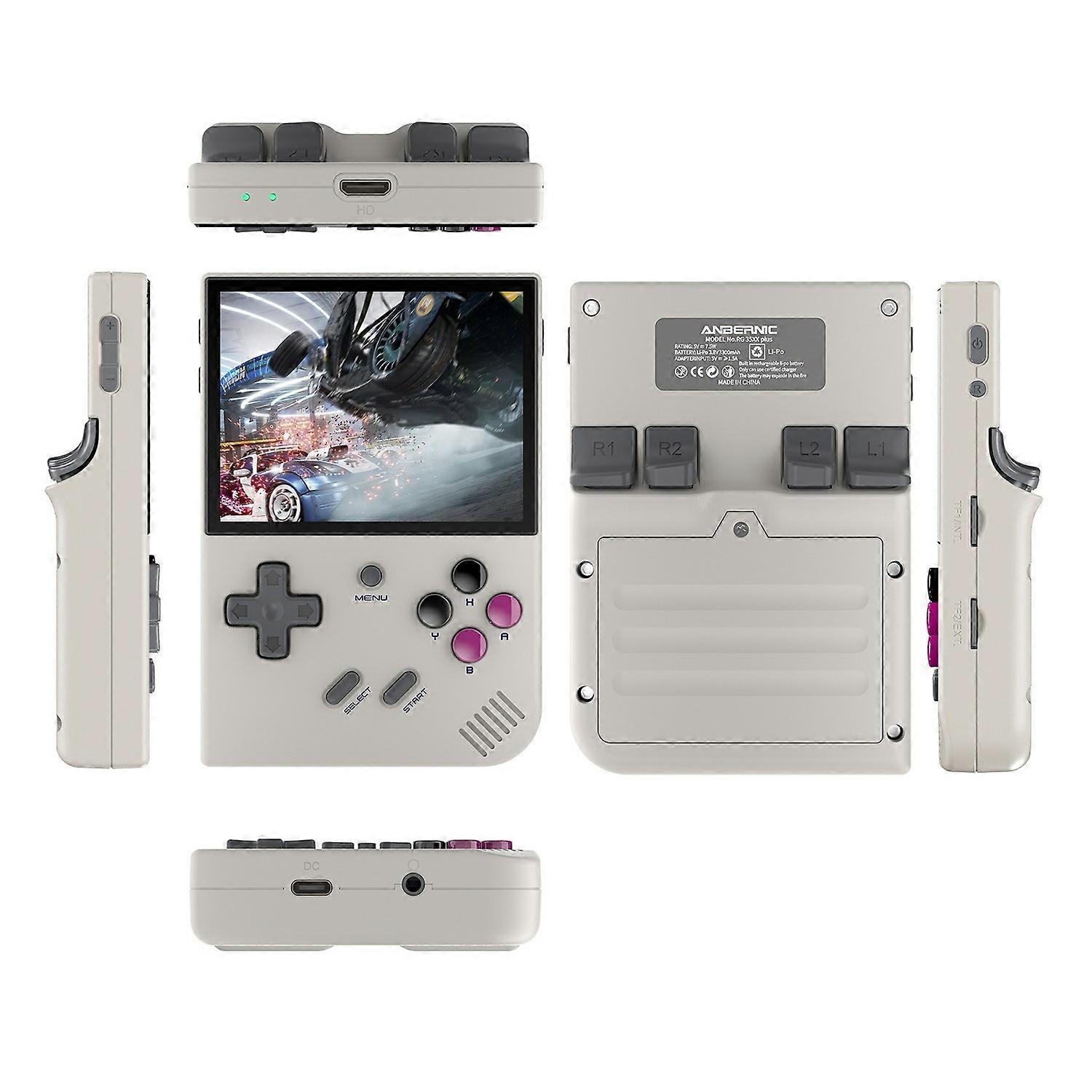 2pc ANBERNIC RG35XX PLUS 3.5" Retro Handheld Game Console with 32G Card - Grey