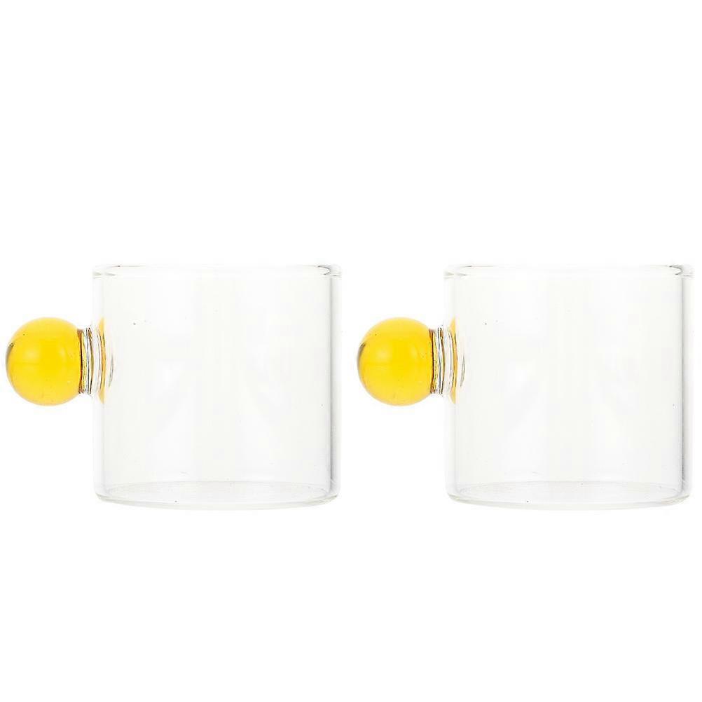 Simple Design Heat Resistant Cups For Coffee Glass Material Round Rim Handle 100ML 2Pcs