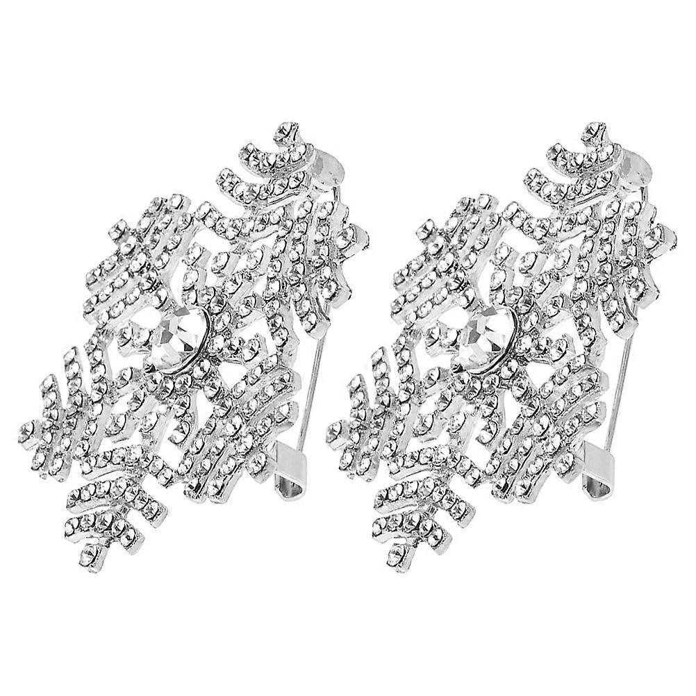Stylish Rhinestone Snowflake Brooch Pins for Decoration 8Pcs Silver Alloy