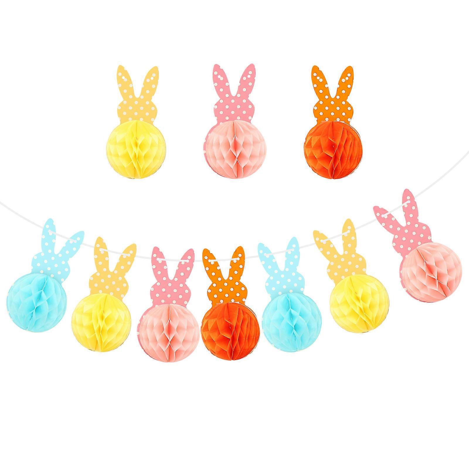 Decorative Easter Bunny Honeycomb Bunting Flag for Event Paper