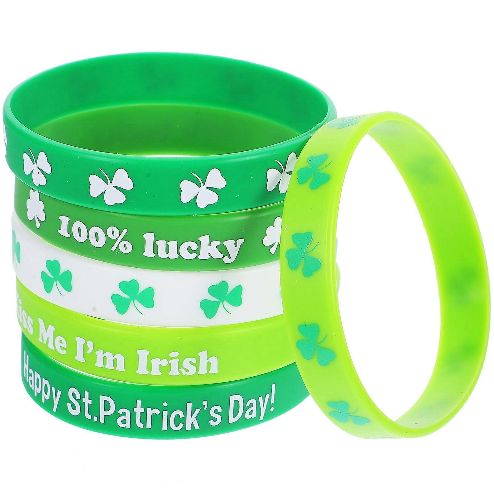 Silicone Bracelets Shamrock Wristbands for Party 12Pcs St Patricks Day