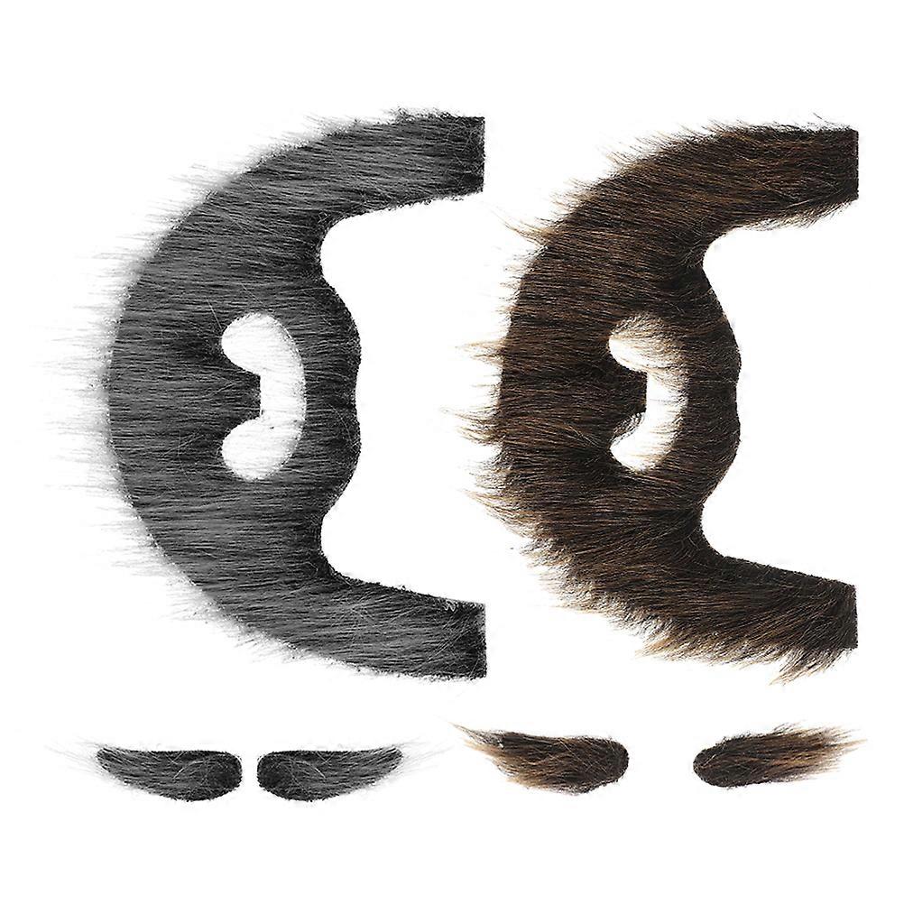 2Sets of Funny Fake Beard and Eyebrows for Halloween Costume Party