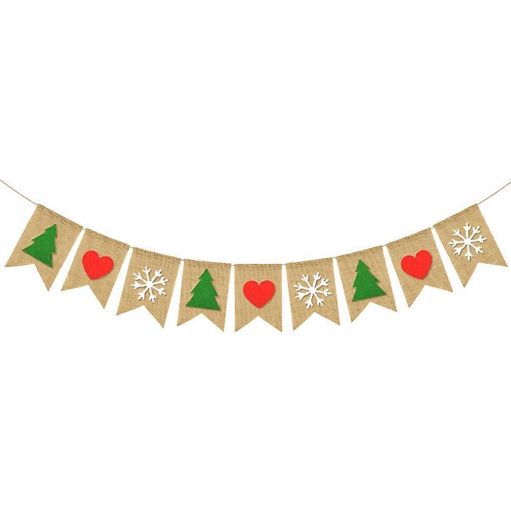 Christmas Party Garland Linen Banner for Decoration 6Sets Colorful Burlap