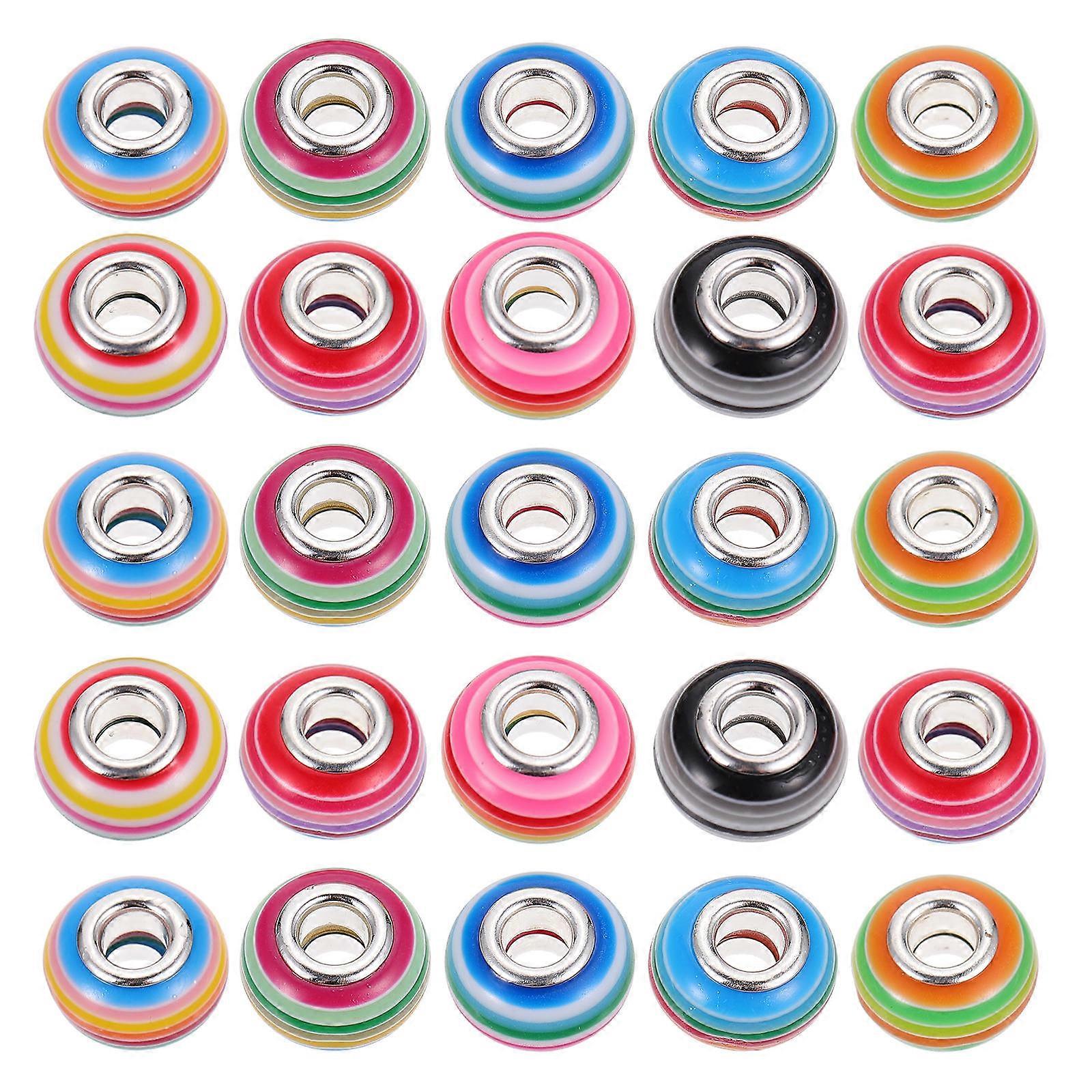 Beading Kits Large Hole Beads for Bracelet Making 150Pcs Rainbow Stripe