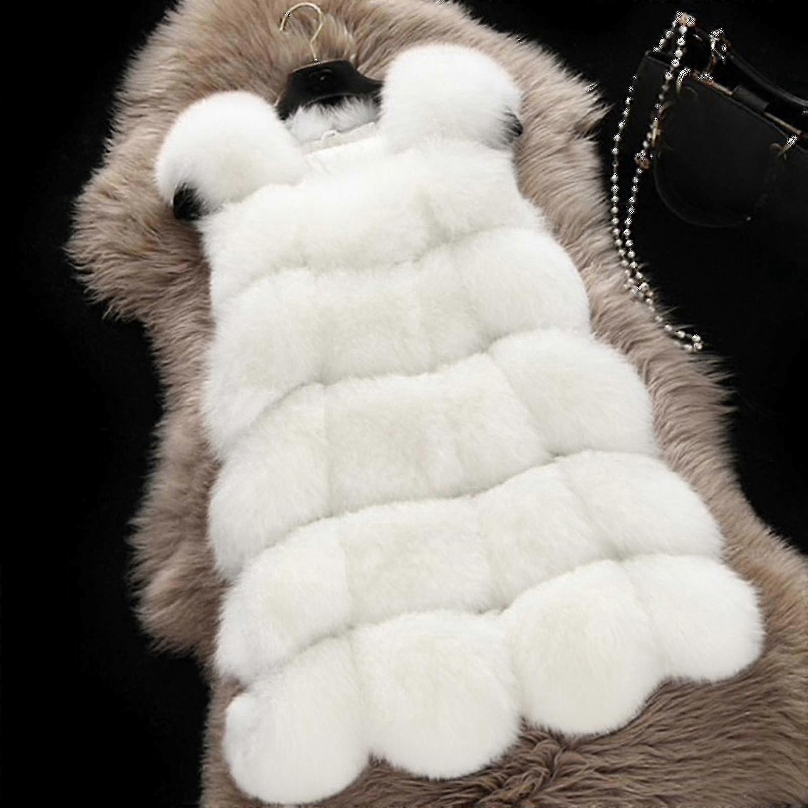 2025 Women Faux Fur Waistcoat Gilet Body Warmer Sleeveless Jacket Coat-DF