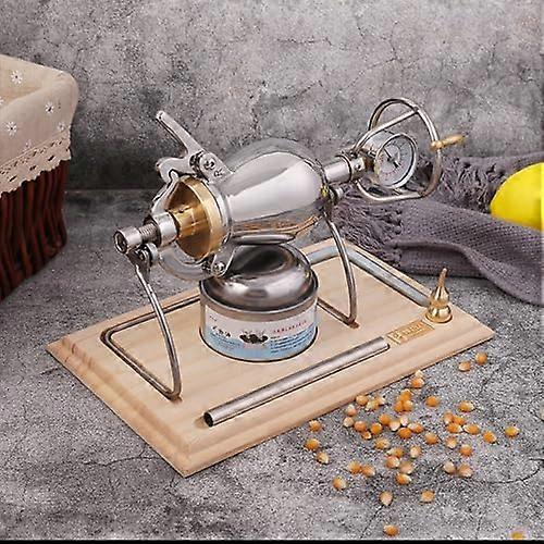 Popcorn Machine Hand Crank Stainless Steel 520ml, Mini Tabletop Popcorn Maker For Family Gatherings