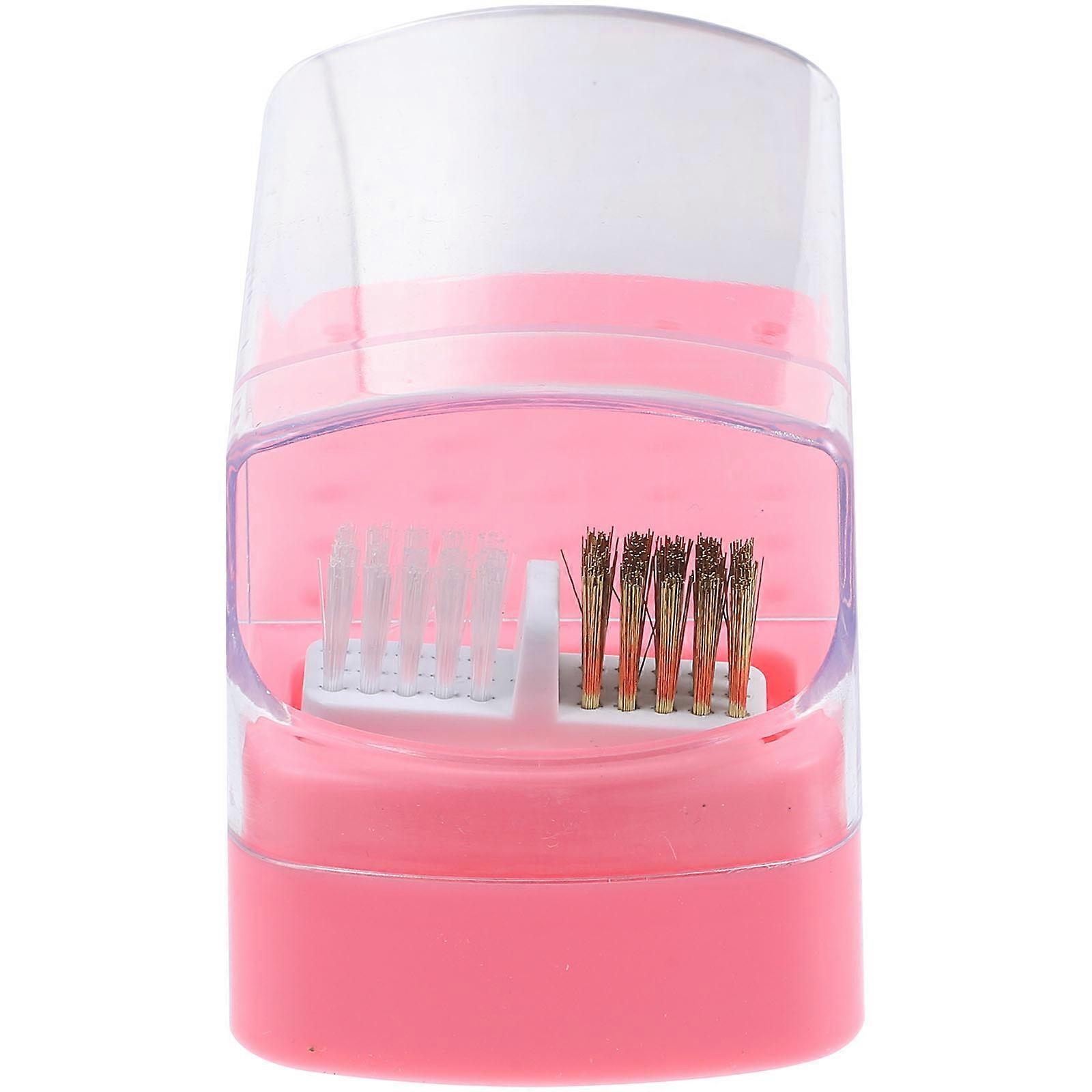 Nail Drill Bits Box for 5Pcs with Storage and Cleansing Case Manicure Tool