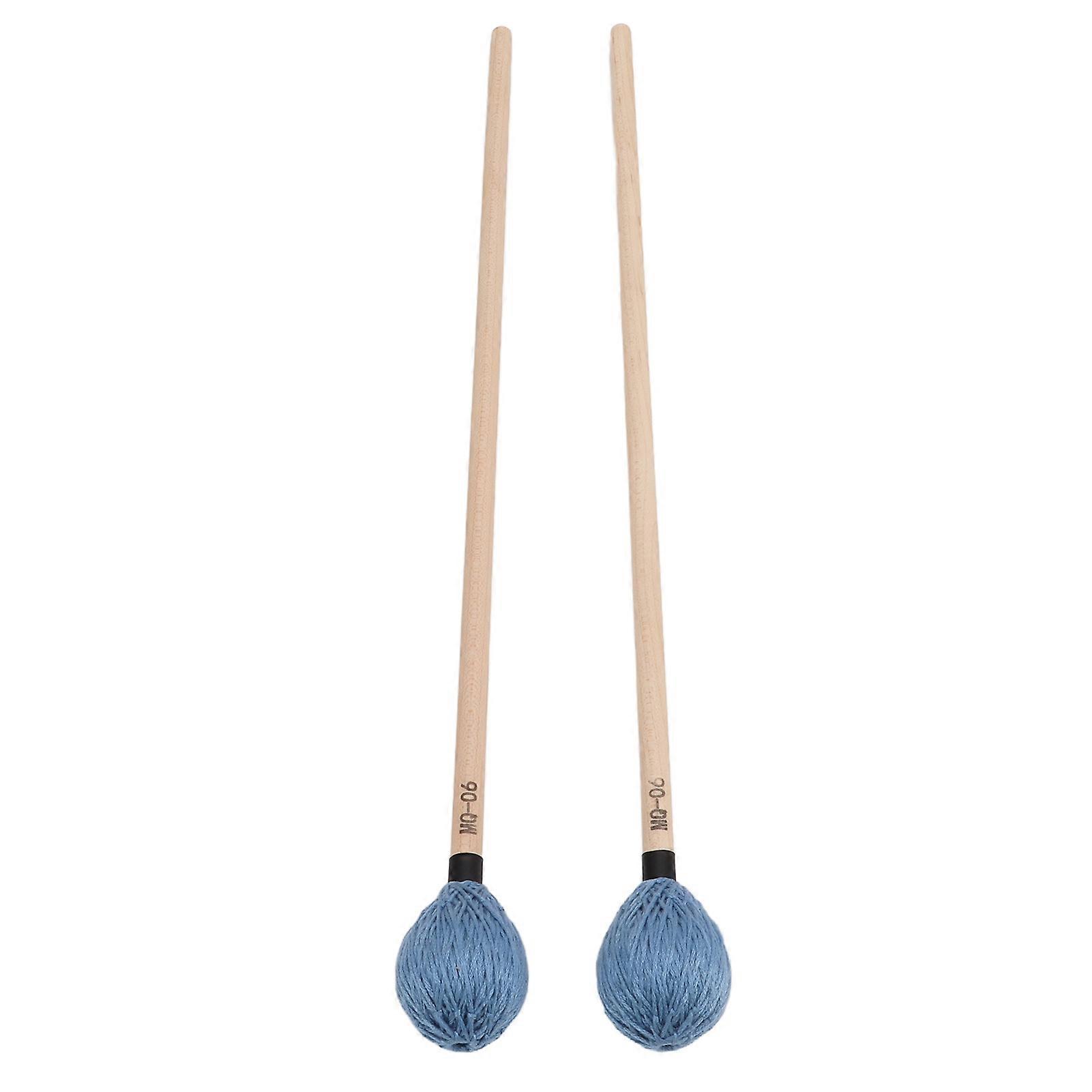 1 Pair MQ-06Blue Medium Hard Yarn Head Marimba Mallets Maple Handle