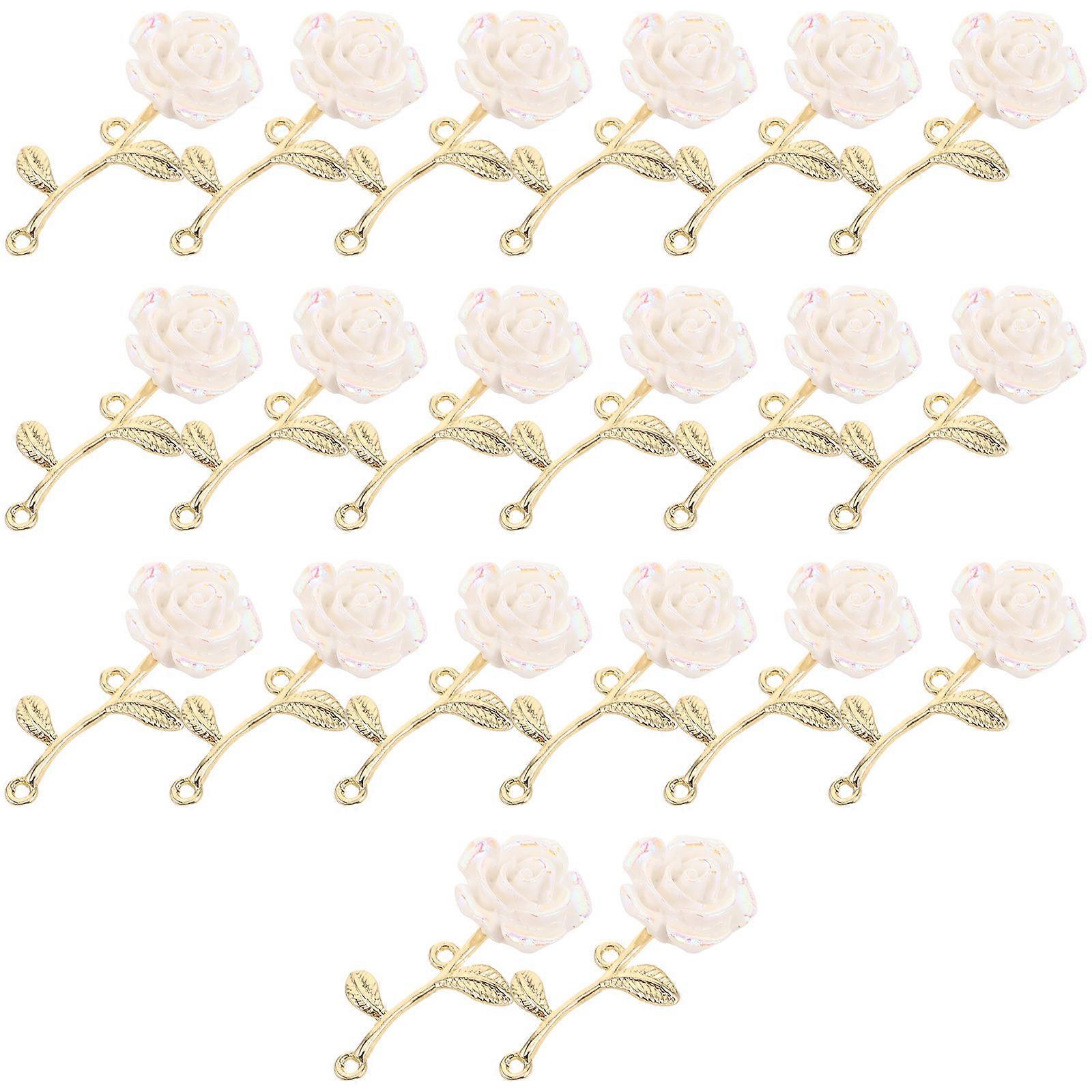 Long Stem Rose Enamel Charms for DIY Earrings 60Pcs