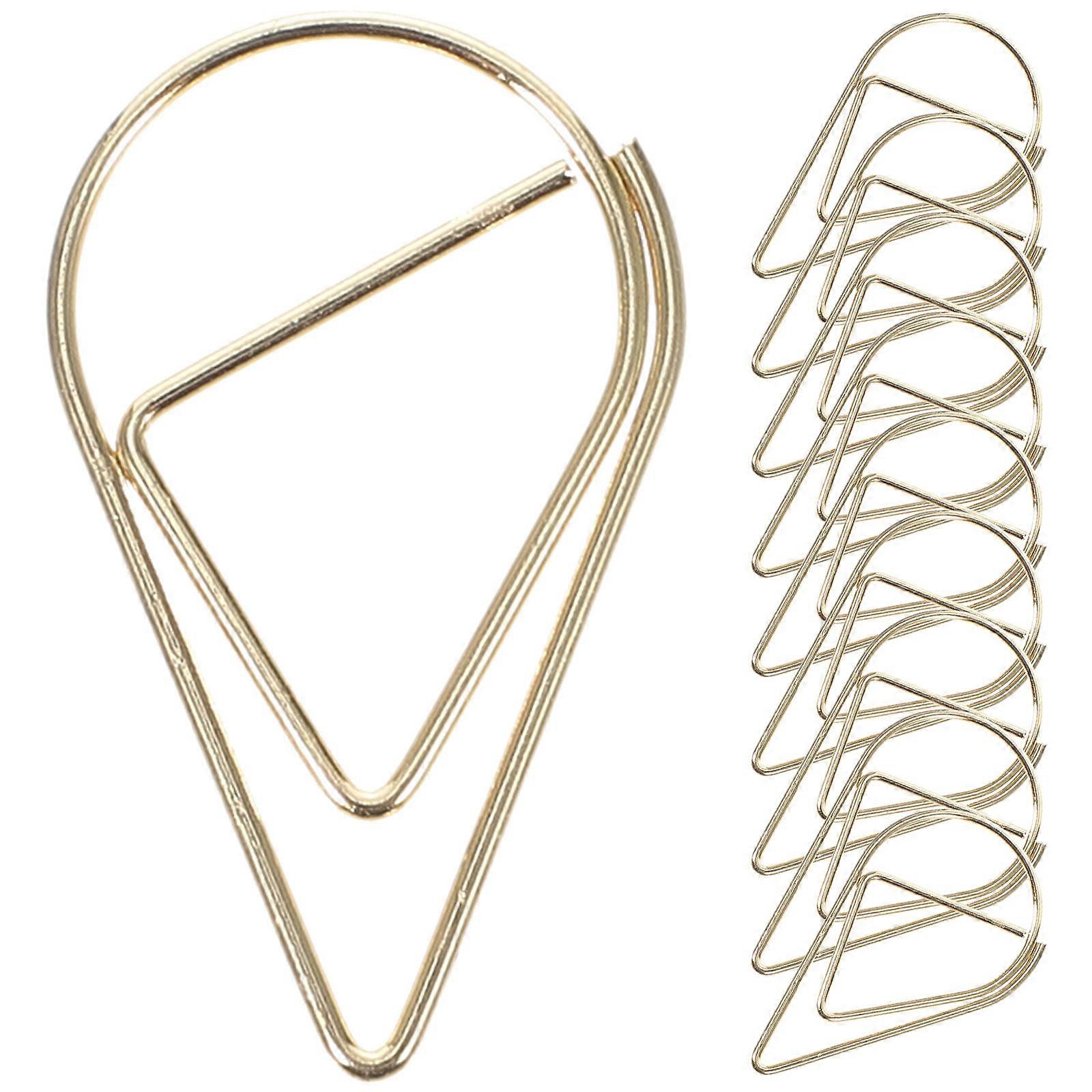 Golden Paper Note Metal Clips for Office Use 40Pcs Dripping Shaped Pins