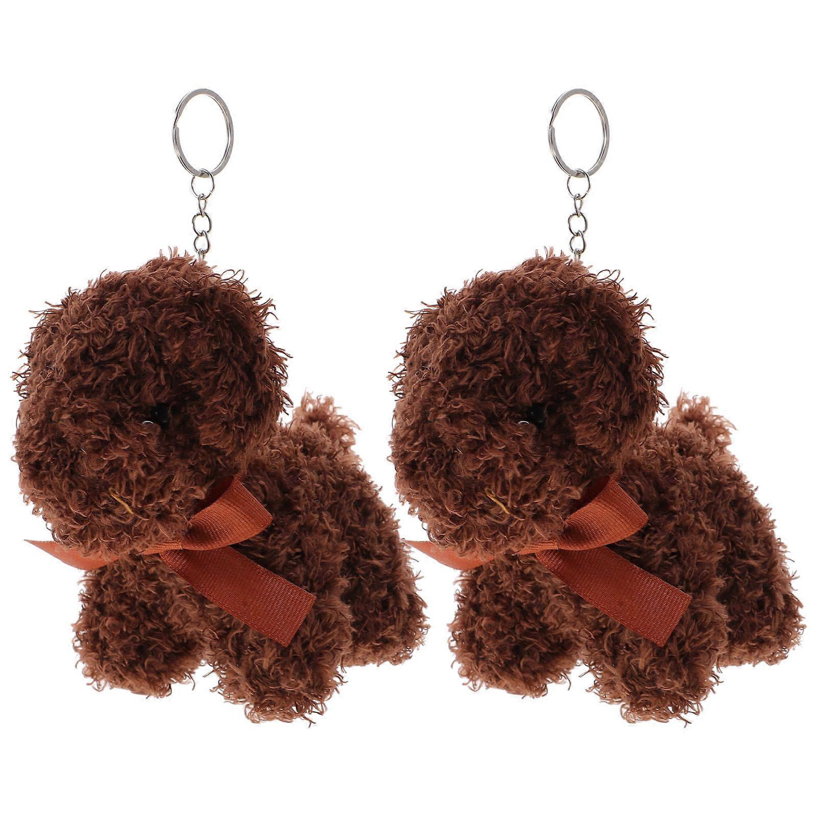 Decorative Dog Plush Keychain Set Of 4 Ideal For Mothers And Daughters Gift For Birthday And Anniversary Brown