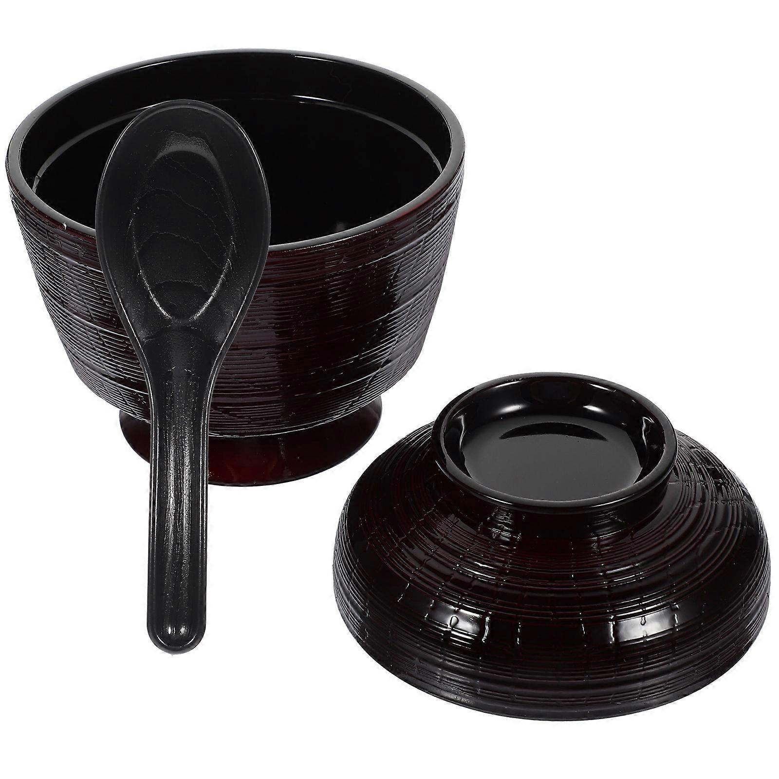 Reusable Japanese Soup Bowl with Spoon for 5Sets Serving