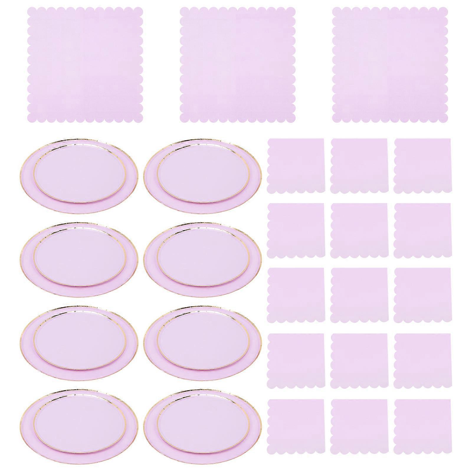 Purple Party Supplies 32Pcs Violet Paper Plates with Time-Saving Cleanup Feature for Party Use