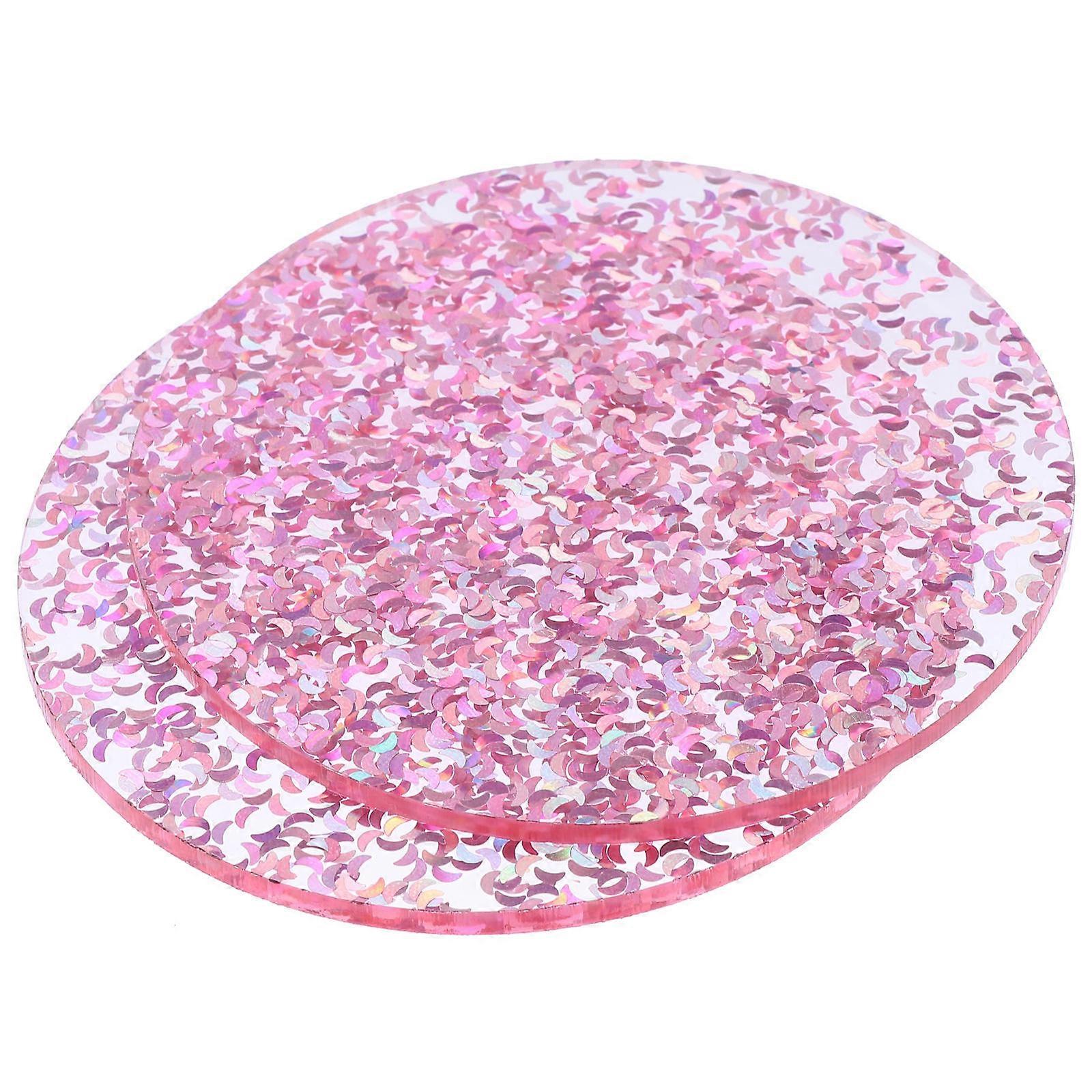 Table Mat Acrylic Coaster for Protection 2Pcs Pink Coasters