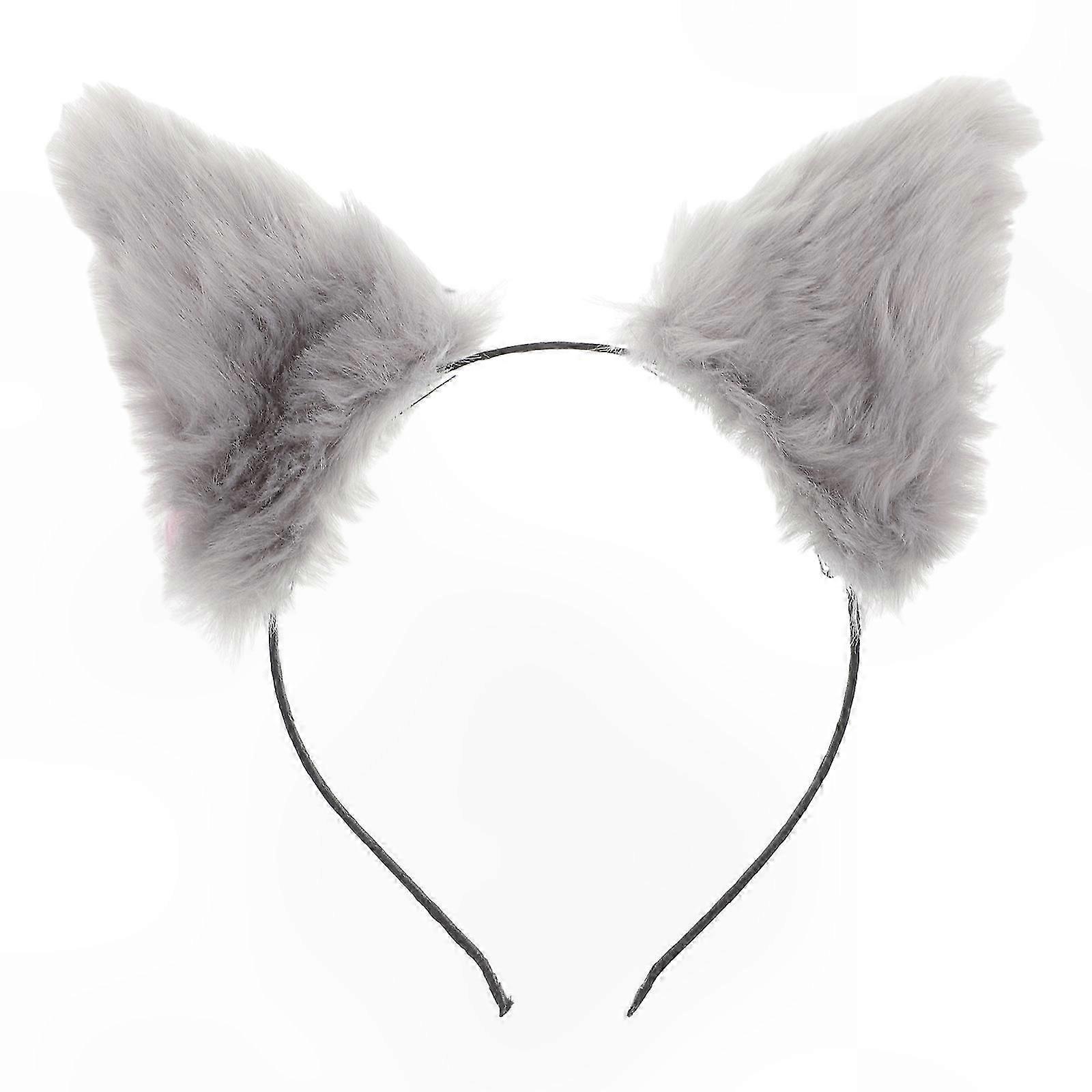 Opaska z futrzanymi uszami kota dla kobiet – szary dodatek do kostiumów na imprezy i karnawał (1 opakowanie)