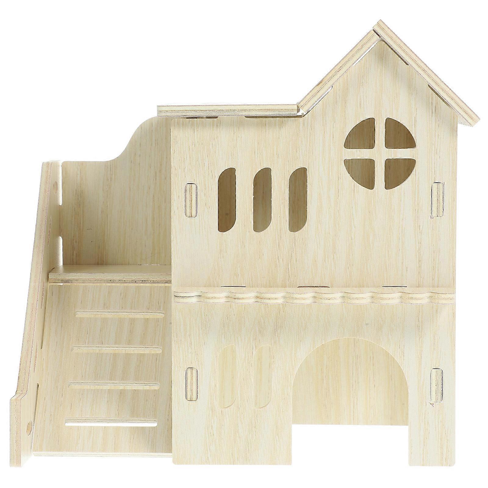 Hamster House Hideout Suitable For Indoor Use Featuring Beige Wooden Design Great For Relaxation And Exercise 3 Sets