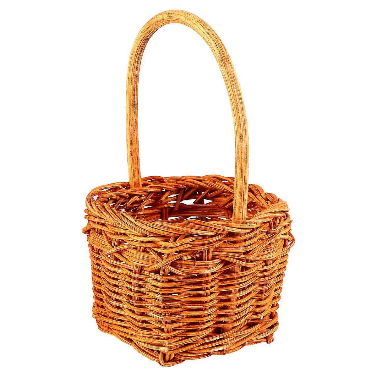 Flower Container Square Basket for Storage 2Pcs Mini Flower Basket Brown