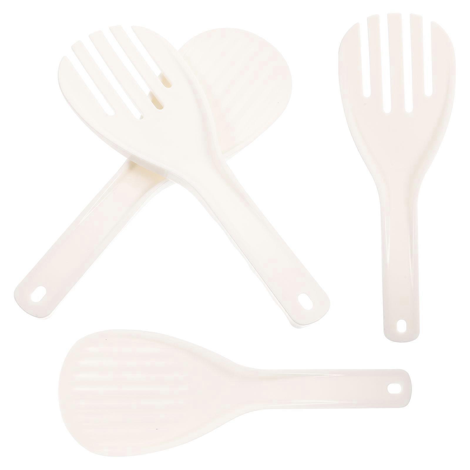 White Rice Paddle Spoon for Kitchen Use 4Pcs Reusable Non-Stick Tableware
