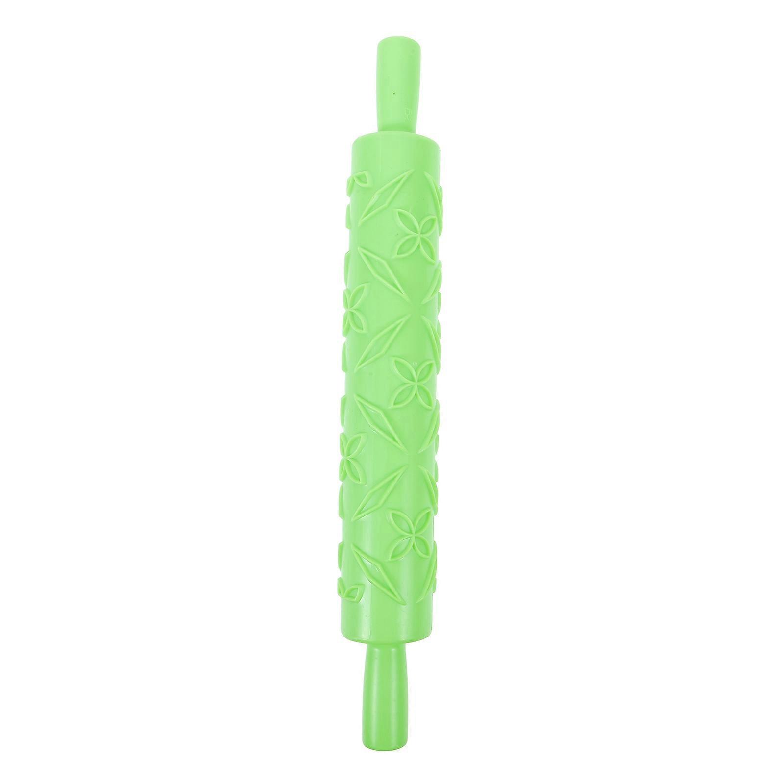 Pasta Making Tools Portable Embossed Rolling Pin Fondant Cake Decorating Home Baking Green 1Pack