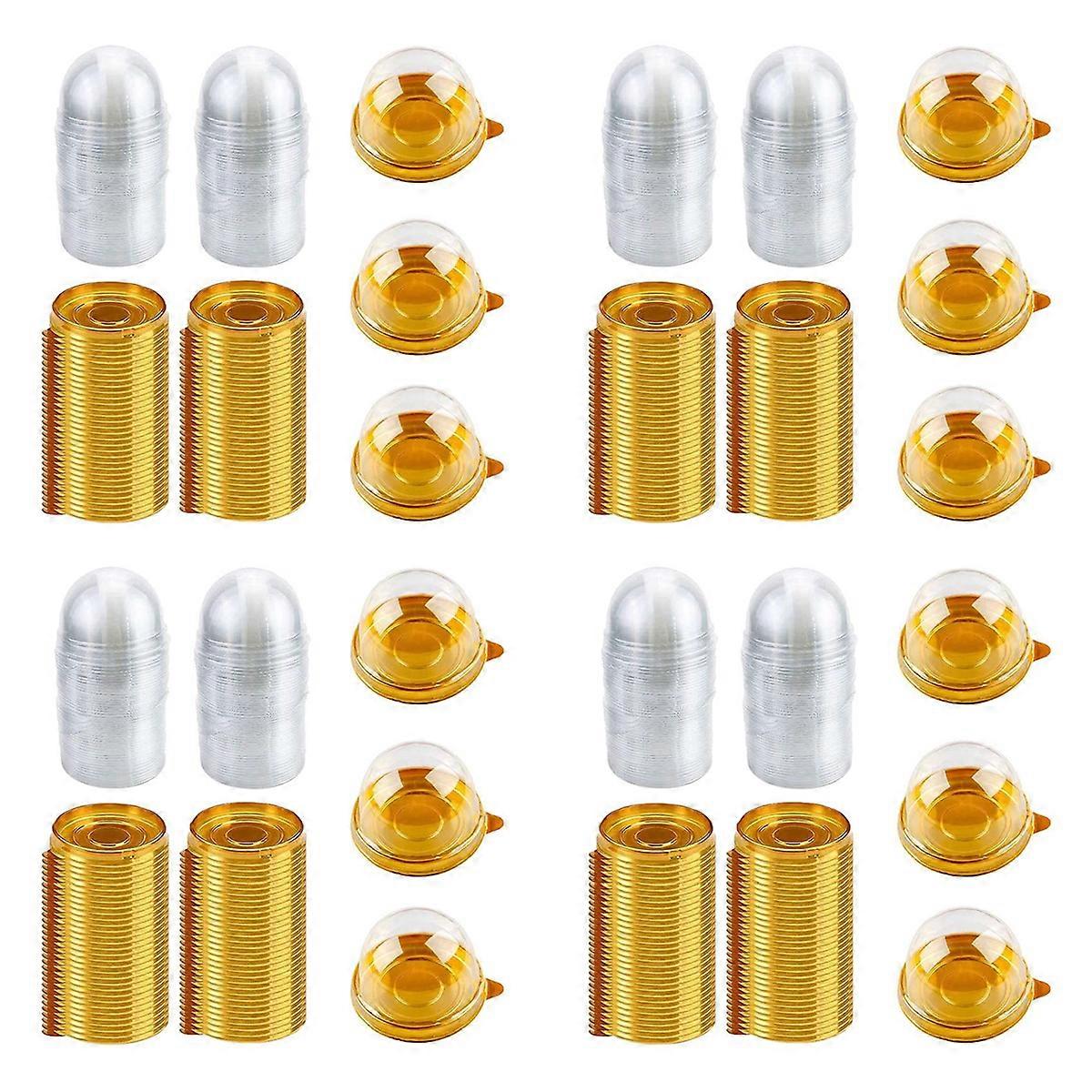 100 PCS Clear Plastic Mini Cupcake Box Round