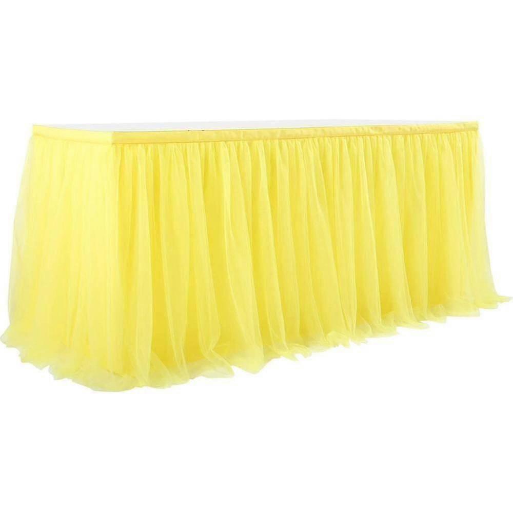 Tulle Jupe de table pour rectangle ou tables rondes Tutu Table Jupe Blanc Ruffle Nappe Pour Mariage Douche Baptême Anniversaire Baptême