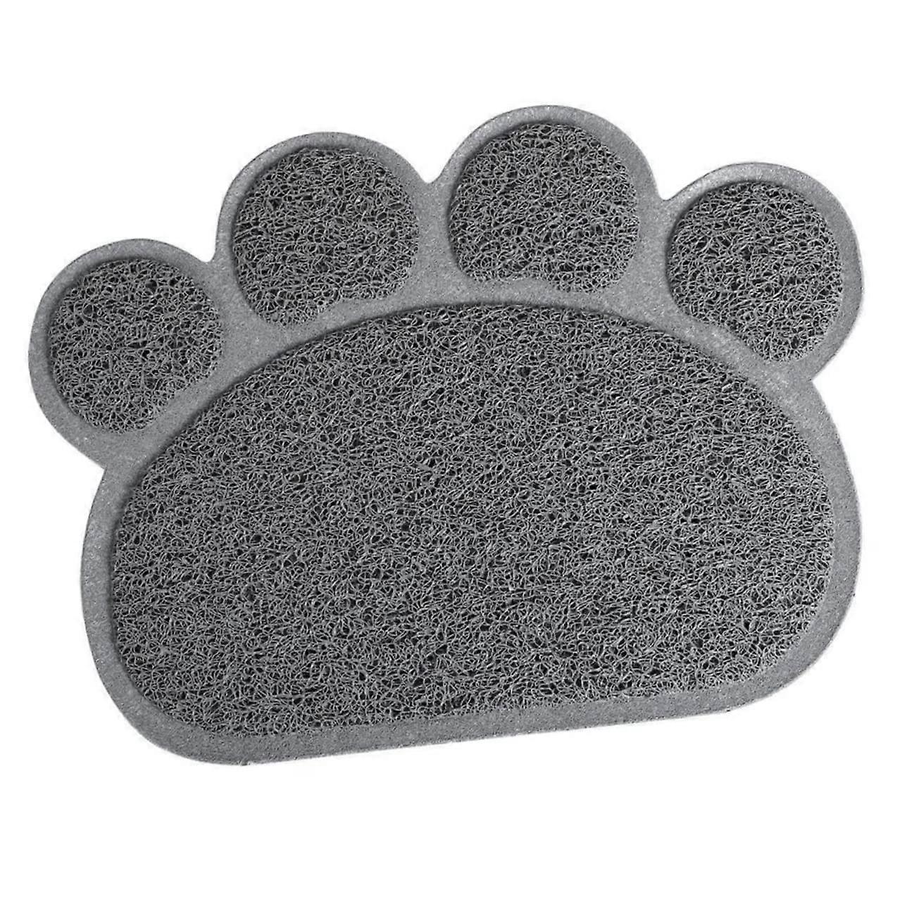 Cat Litter Mat Paw Shape Gray 30x40 cm – Cat Bowl Place Set Non-Slip Mat For Cat Litter