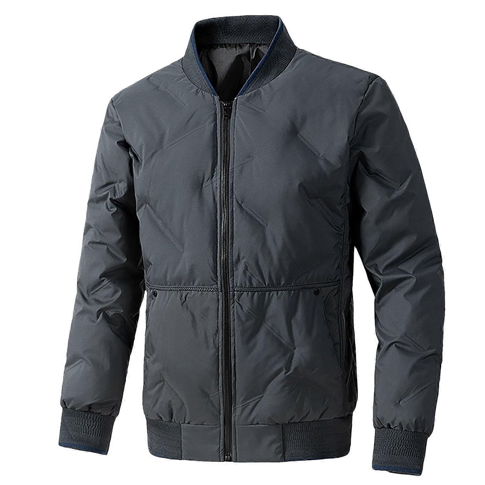 Down Jacket Men's Outdoor Softshell Quilted Insulated Winter Jacket Blue Size L