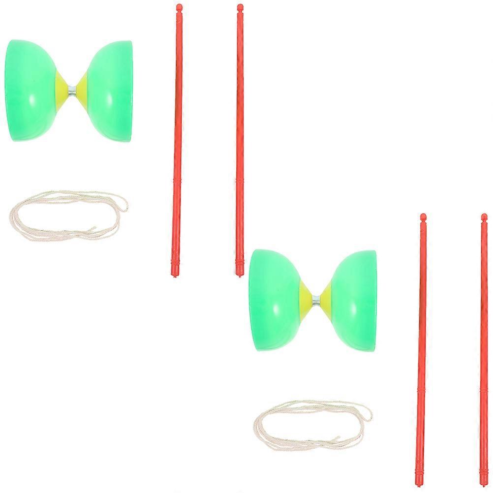 Bearing Diabolo Toy Chinese Traditional Fitness Entertainment for Beginners Tpu Light Green with Hand-Eye Coordination Function 2 Sets