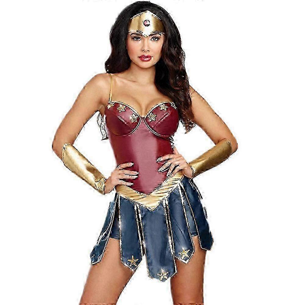 大人の女性のためのワンダーウーマンコスチュームDCコミックスーパーヒーロー衣装ハロウィーンコスプレパーティードレスアップフルセット - DSW