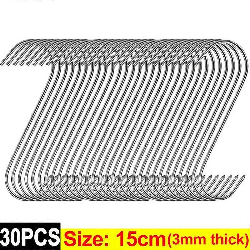 Stainless Steel S Hooks with Sharp Tip Kitchen Meat Hanging Hooks Butcher Shop BBQ Curing Sausage Bacon Hams S Shaped Hangers