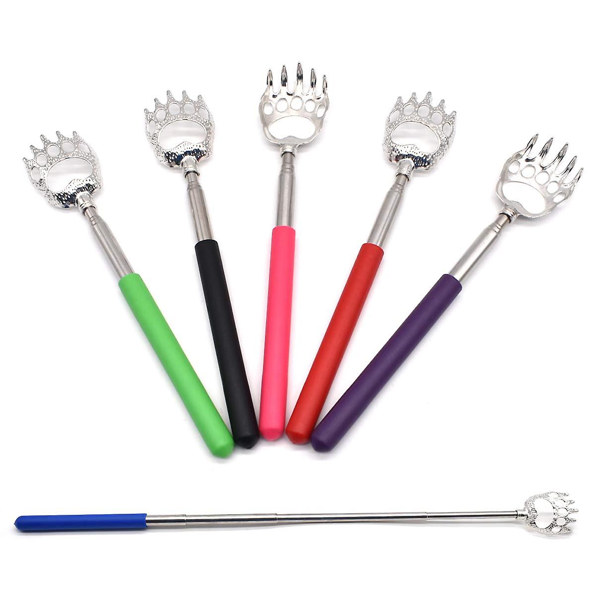 Telescopic Back Scratcher, 6 Piece Portable Stainless Steel Massager with Soft Rubber Handle for Ins