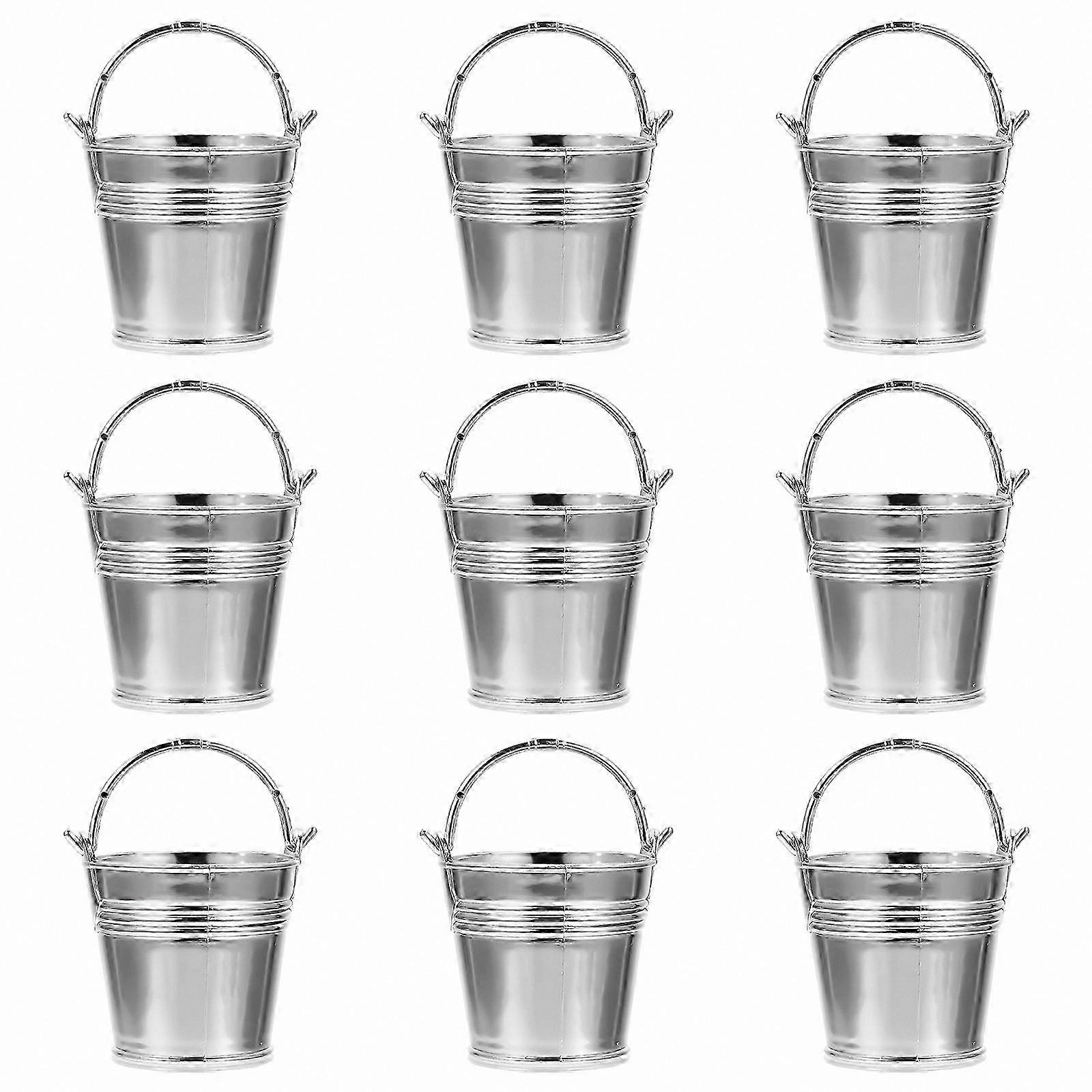 10 Pieces Small Metal Buckets with Handles Mini Decorative Pails for Crafts and Storage
