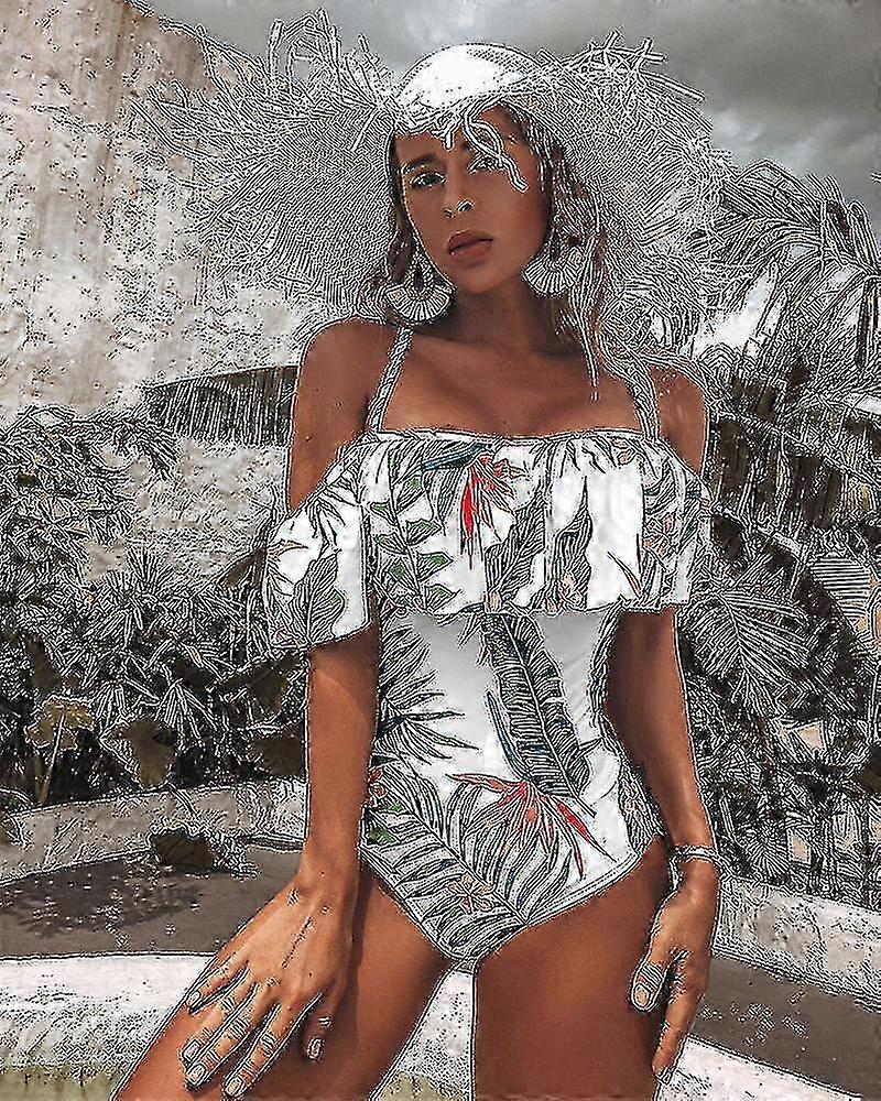 Maillots de bain sexy à fleurs, collection 2023 : maillot de bain une pièce push-up à volants avec décolleté en U profond pour la plage.