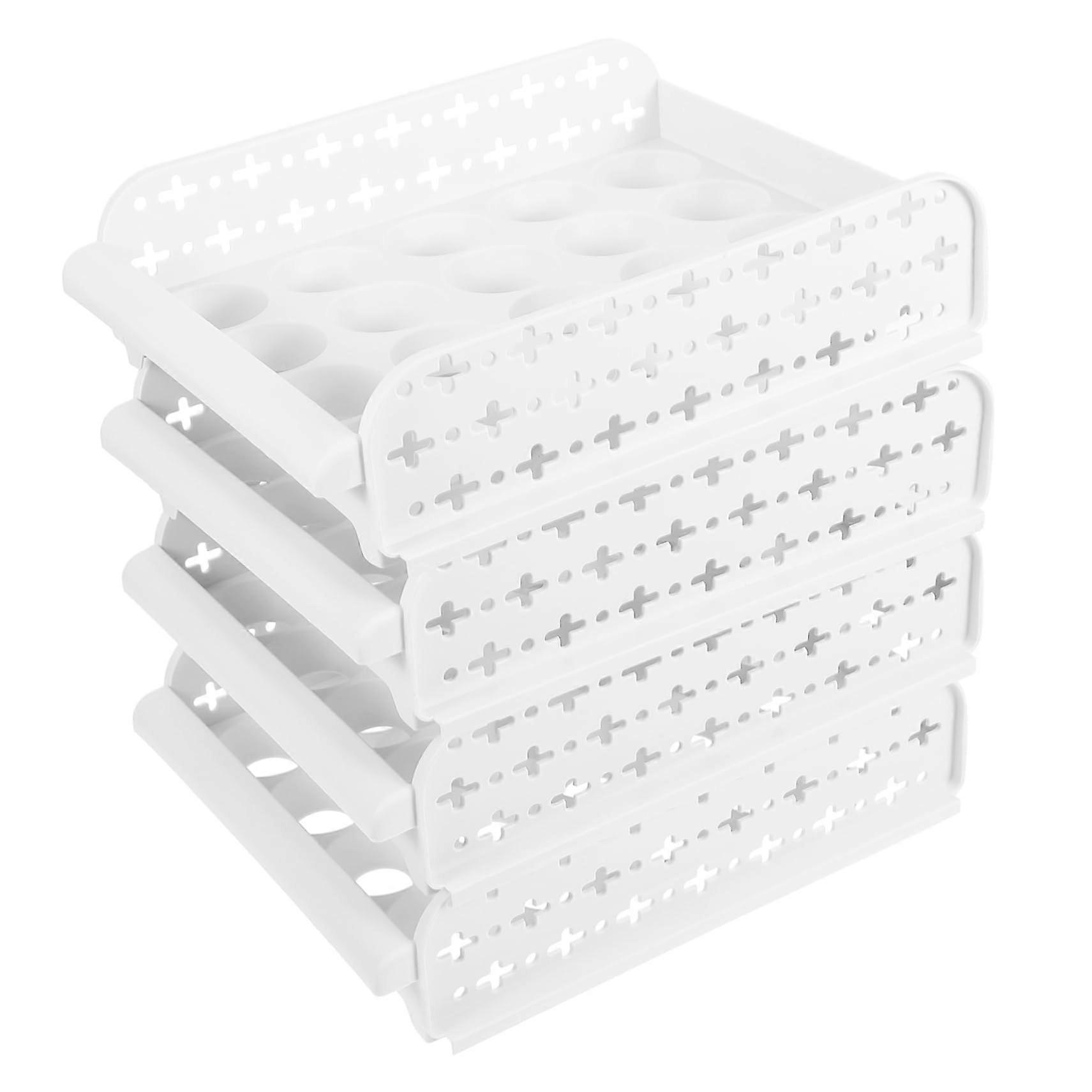 30grids Egg Box Plastic Egg Tray For Home Kitchen Stackable Storage Box Refrigerator Crisper Organizer White 28*21.5*28