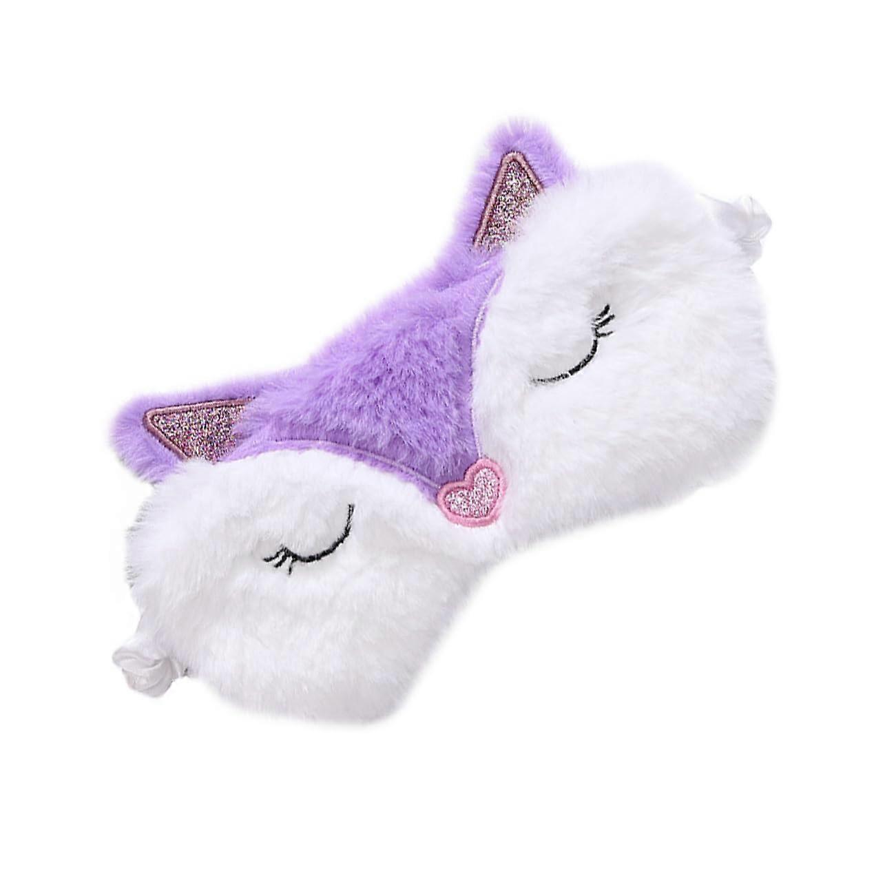 Plush Blindfold Sleeping Eye Mask Lightproof Soft Fox Design For Travel Nap Meditation Lightweight Shade