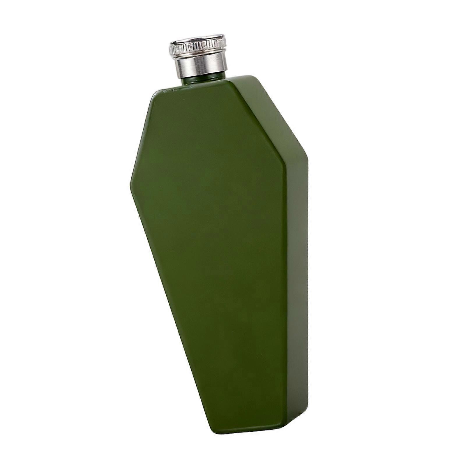 Delicate 6 Edges Nonrust Steel Hip Flasks With Secure Sealing Cap Ergonomic Carry Design For Daily Use And Gift  Green