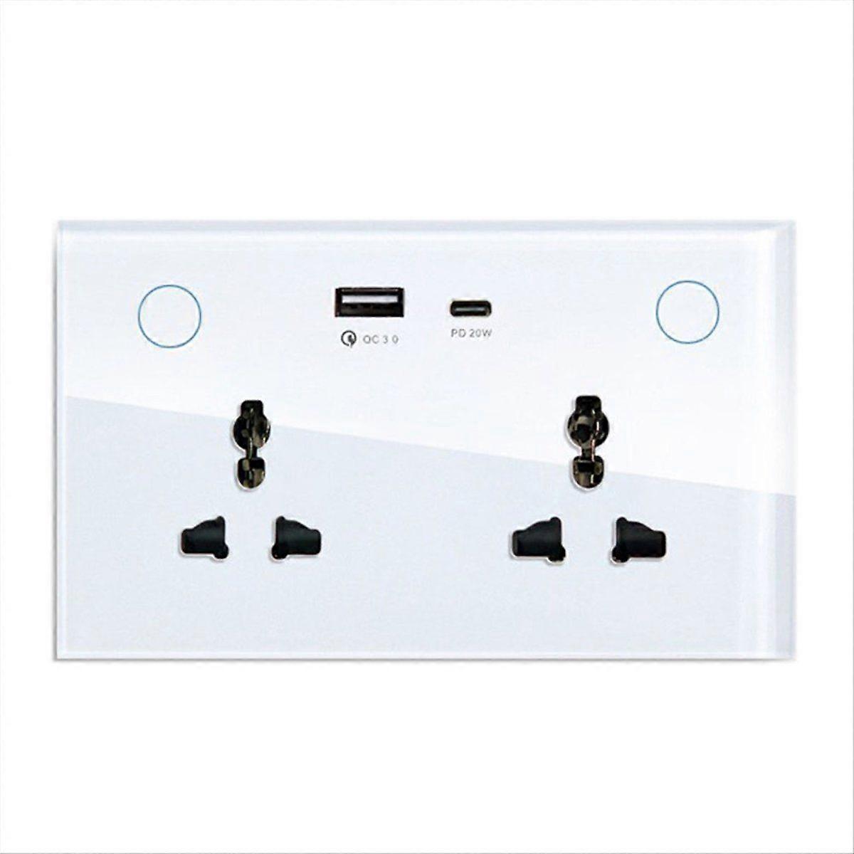 Tuya WIFI Smart Wall Socket with USB Type-C UK Smart Plug Smart Life with Timing Smart Home Work wi