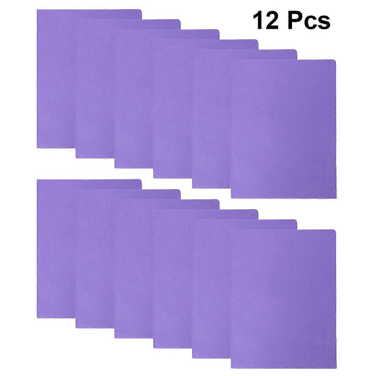 12Pcs A4 2Pockets Kraft Paper File Folder Brown Holder Document Folder Office Project File Presentation Holder (Purple)