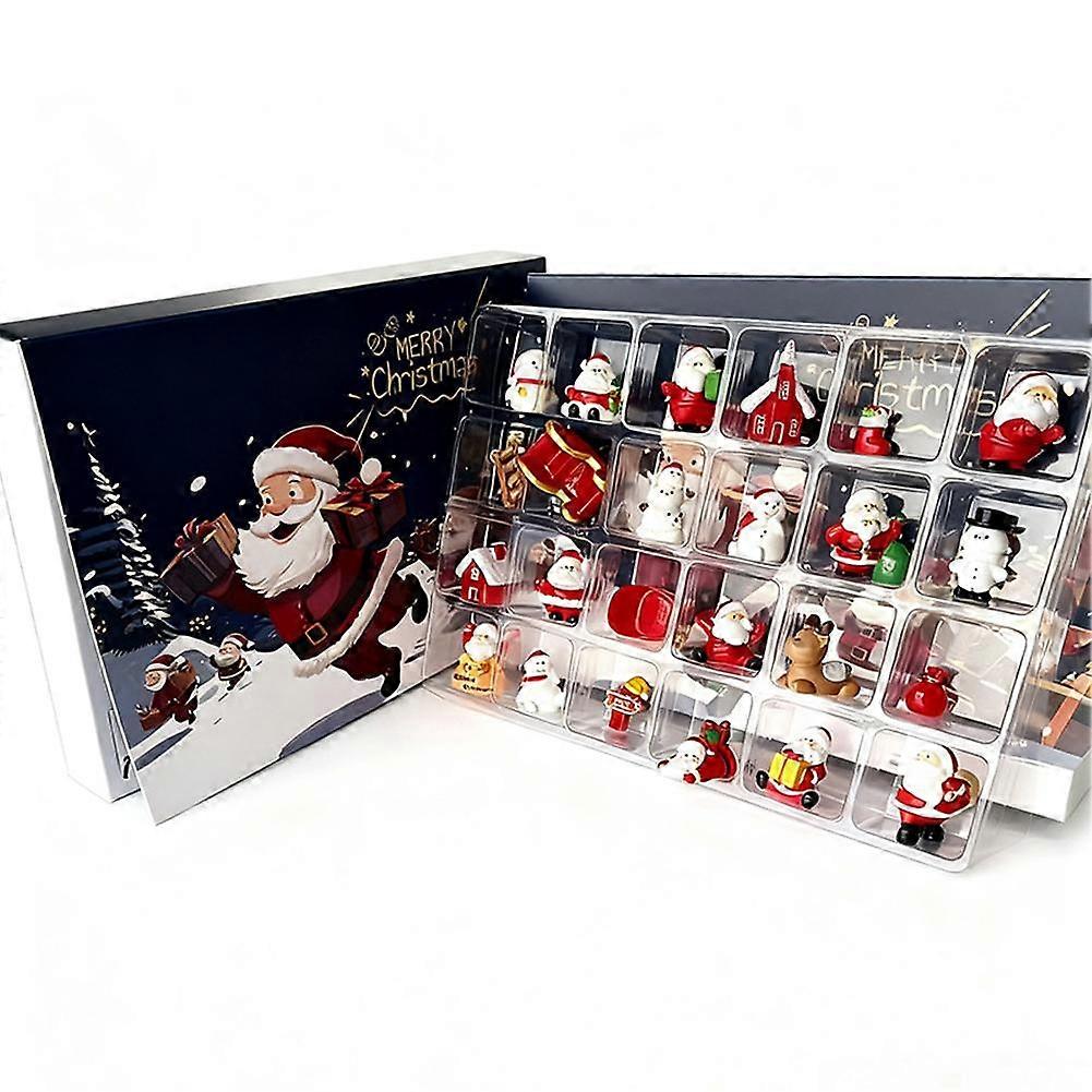 24-Piece Resin Santa Advent Calendar Figurines for Festive Countdown and Holiday Decor