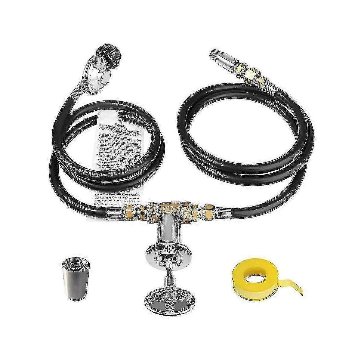 Burner Connection Kit, Propane Fire Pit Replacement With 1/2in Control Valve Key Set, Adjustable Pr